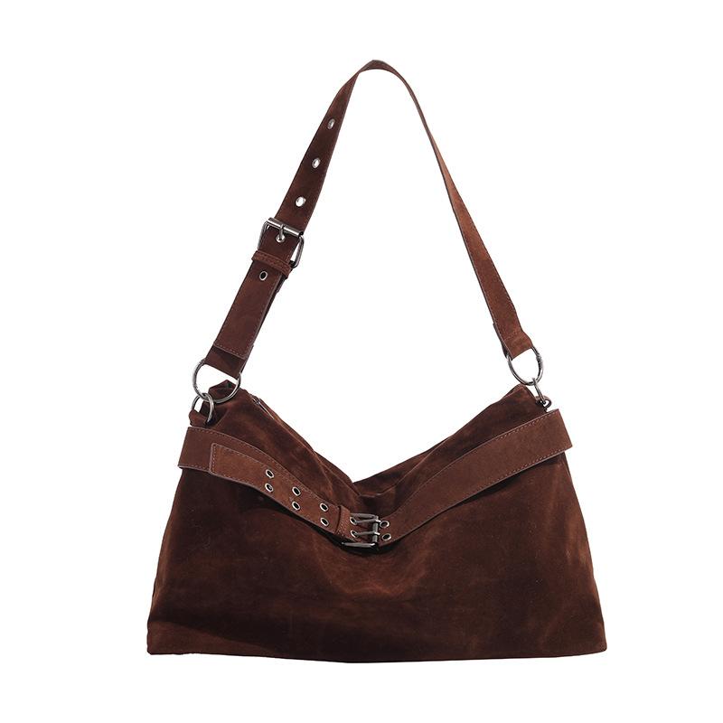 Autumn and Winter Matte Imitation Suede Bag Women's New Niche Design Belt Buckle Lazy Shoulder Messenger Bag
