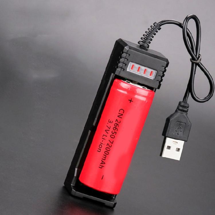 Single Slot 26650/18650 Battery Charging Adapter USB Compatible Plug Play Operation ABS Texture for Home and Office Use