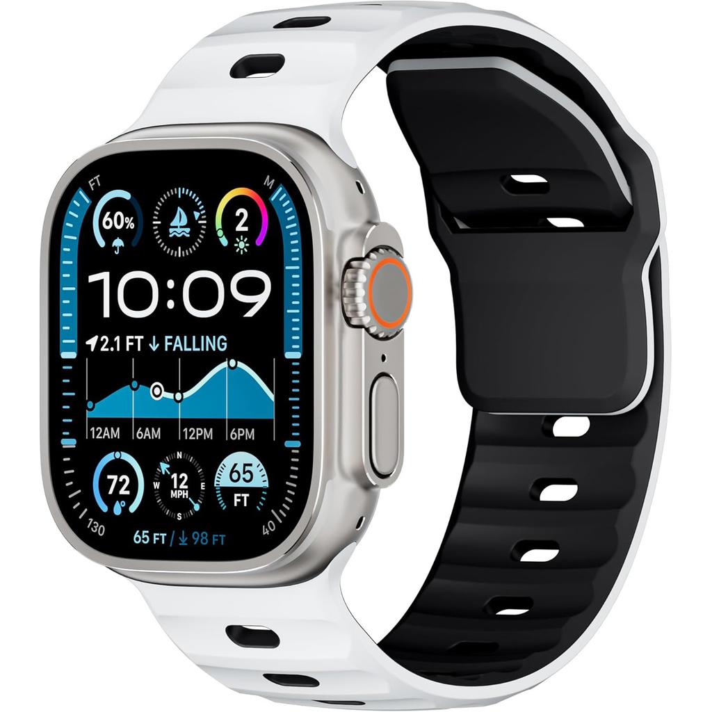 KALEBOL Mecha Silicone Strap for Apple Watch Ultra 3 2 1 49mm/Series 11 10 46mm/9 8 7 45mm/SE3 SE2 SE 6 5 4 44mm/3 2 1 42mm Dual Color Watch Band