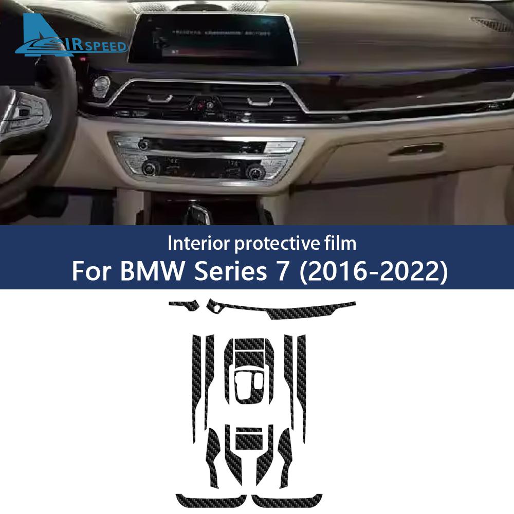 Carbon Fiber Style Interior Sticker for BMW G11 G12 Series 7 2016-2022 Center Console Anti Scratch Film