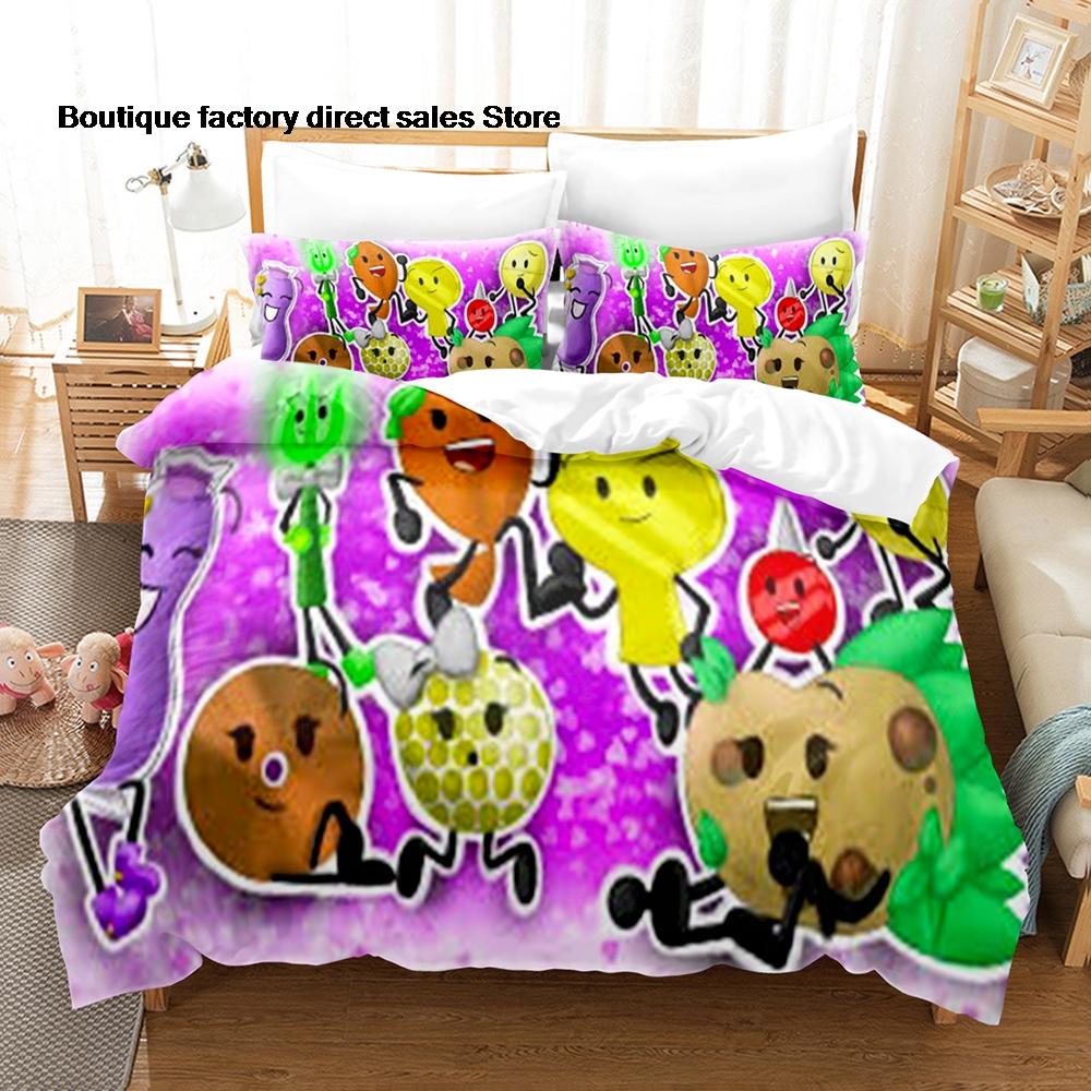 3 Stück Battle for Dream Island Druck Bettbezug Alle Größen für Fans Schlafzimmer BFDI W.O.A.H. Bündel Bettwäsche-Set