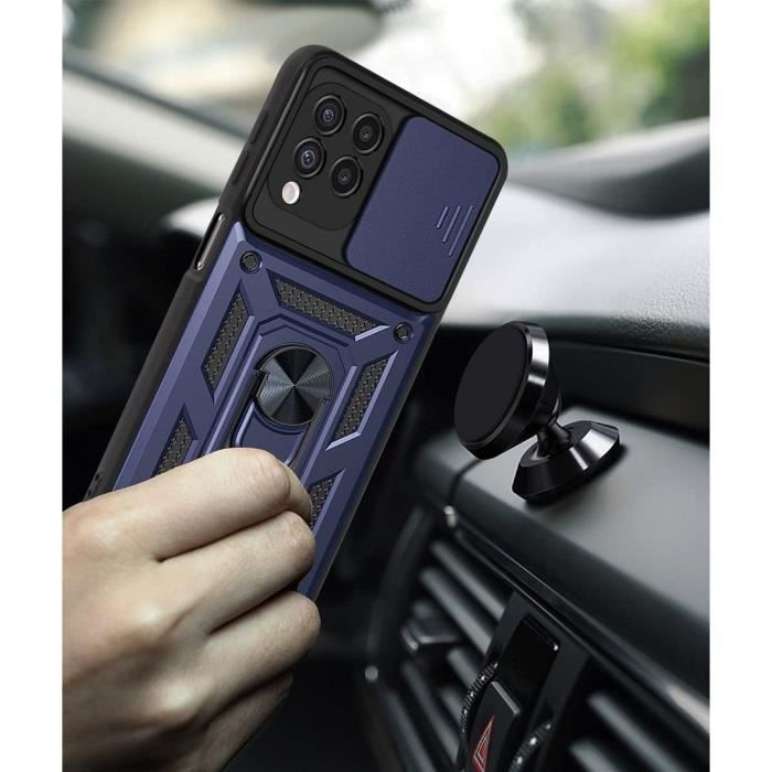 Pack de Protection - Samsung - A22 4G - Coque Rigide - 2 Verres Trempés - Bleu Marine Armée