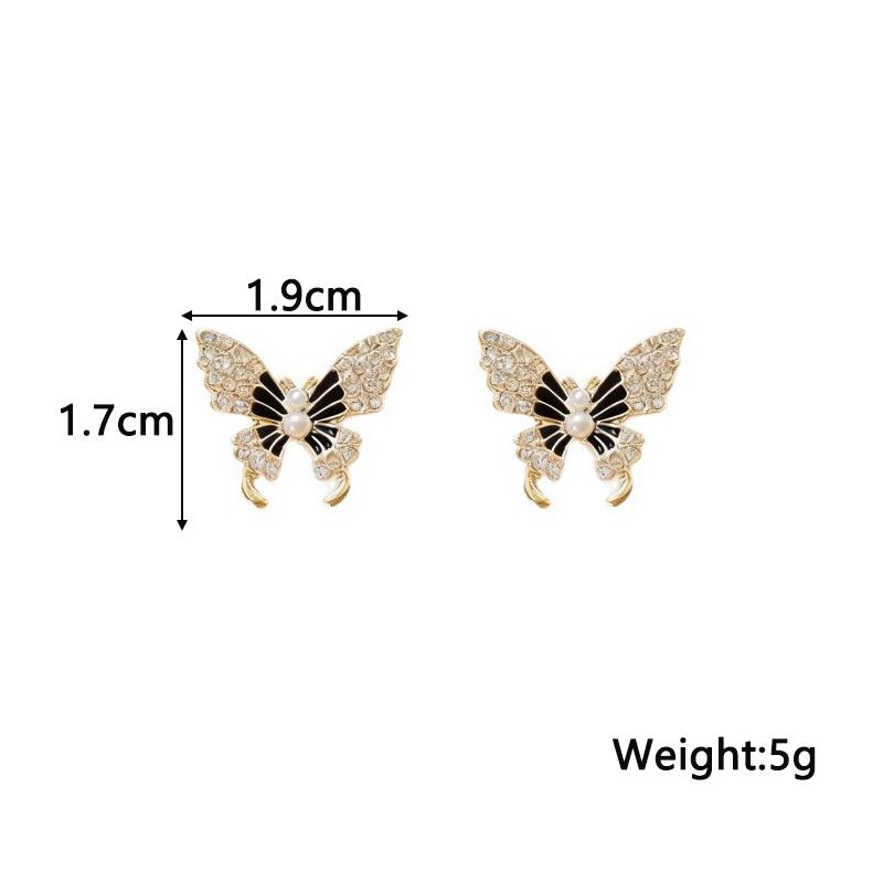 New asymmetric women's black butterfly earrings geometric statement dangle earing
