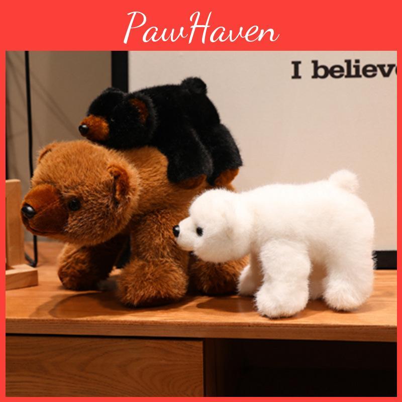 Plush Bear Cartoon Stuffed Animal With Long Pile Fur For Children Giving Gift