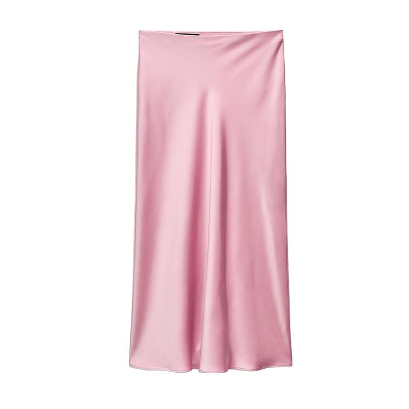 Spring New Arrival Fashion Style A- Line High Waist Mid-Length Skirt Silk Satin Texture Midi Skirt Skirt 8338537