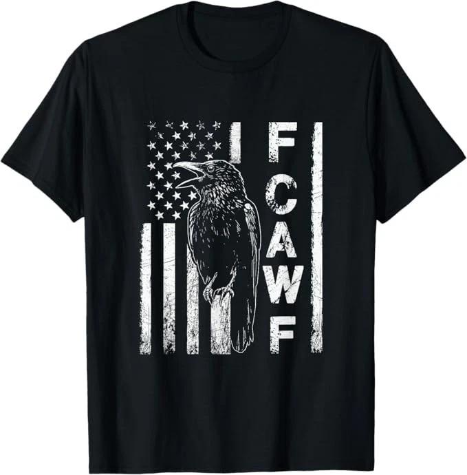 Funny F CAW F Crow with USA flag T-Shirt 3XL