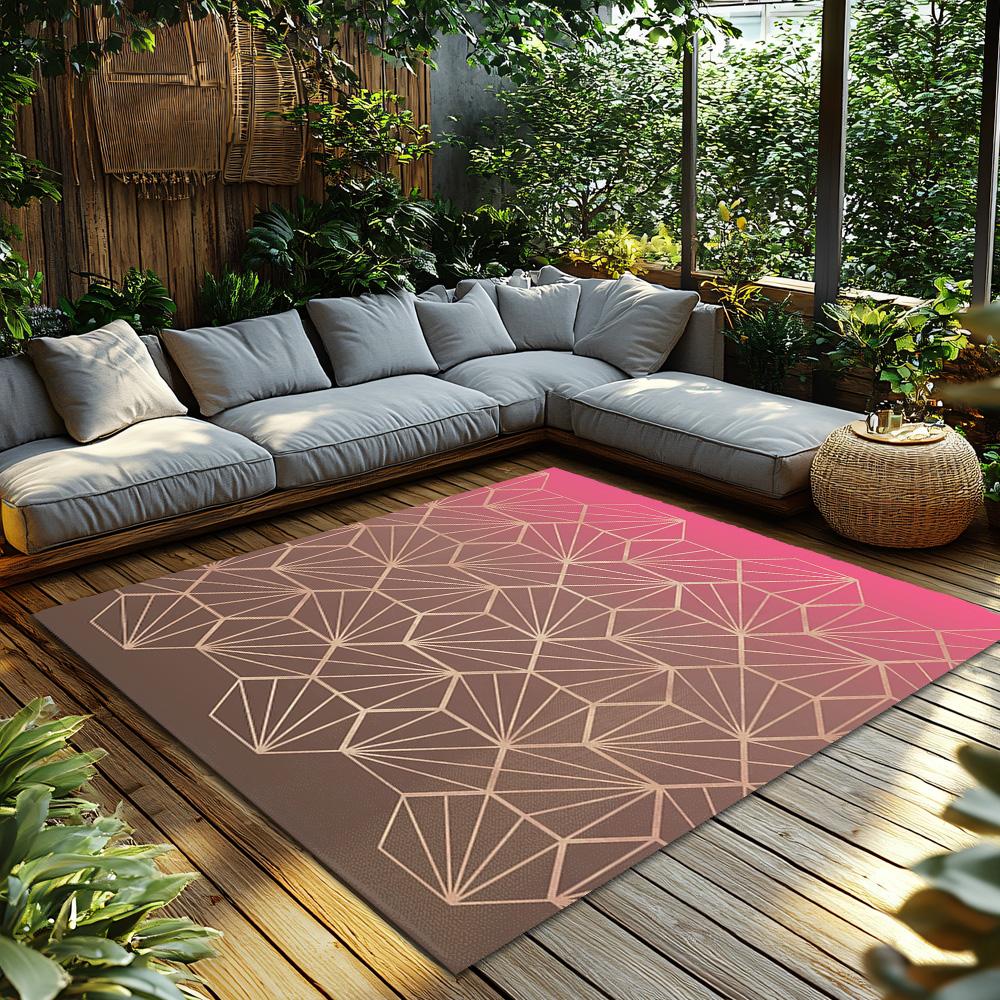 Geometric Pink Area Rug Modern Abstract Carpet Non-Slip Floor Mat Living Room Bedroom Home Decor Stylish Accent Rug Contemporary