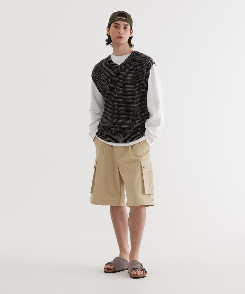 COVERNAT Stone Washed Knit Vest Charcoal