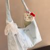 Korean Ins Bow Embroidered Canvas Bag Women's New Large-capacity Shoulder Tote Bag Student Class Armpit Bag