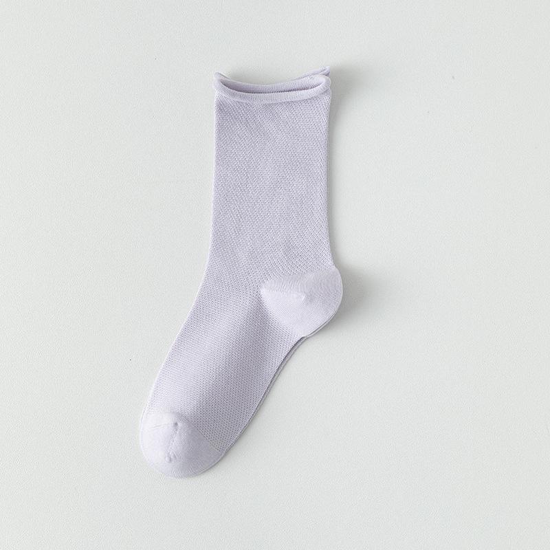 Female Spring and Autumn Pure Cotton Sweat Absorbing Boneless Loose Mouth In The Tube Pile Socks