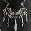 Bohemia Temperament Sliver Color Hollowed-out Moon Stars Tassel Irregular Crystal Pendant Necklace for Women Magic Witch Jewelry