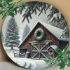 Round Metal Wall Decor Rustic Winter Barn Art Bar Cafe Club