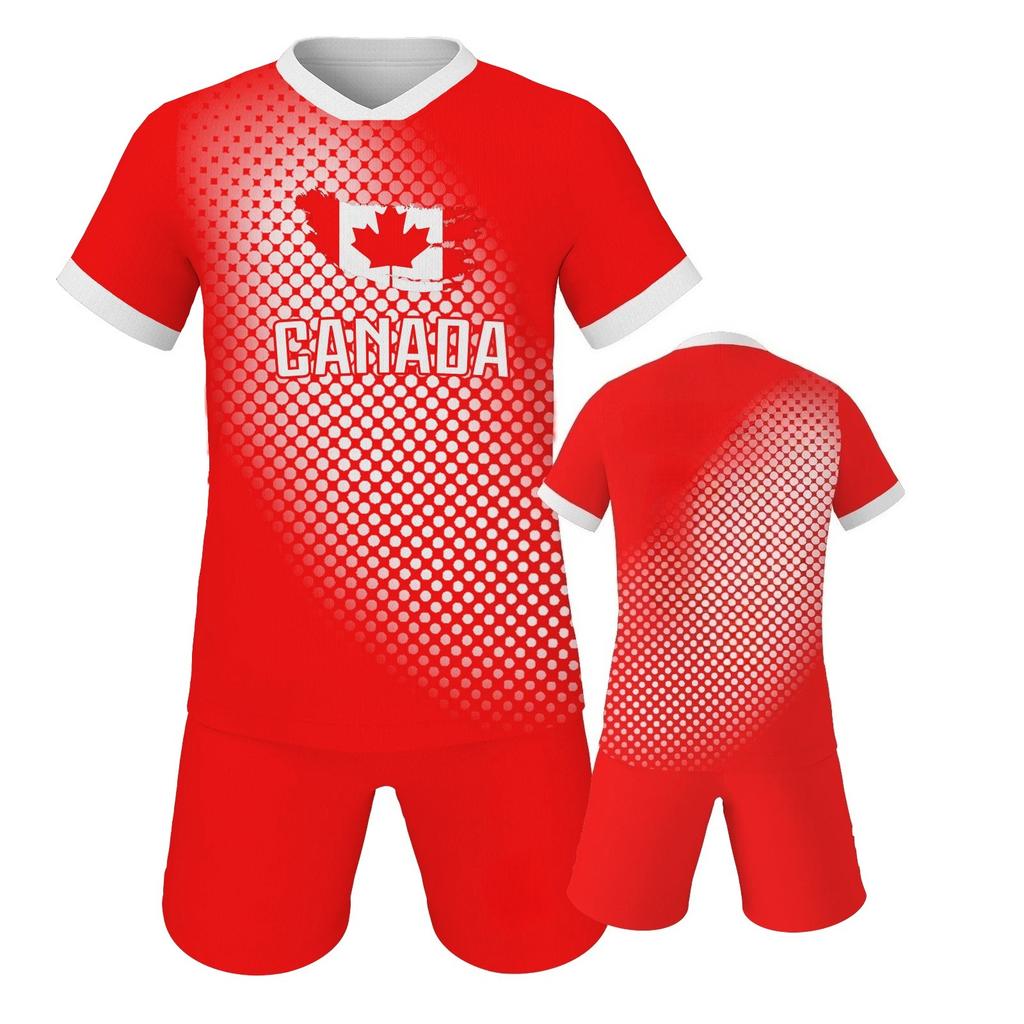 Set Maglia da Calcio Canada per Ragazzi Maglia da Calcio Squadra Scolastica Kit Regalo per tifosi di Calcio Manica Corta e Pantaloncini