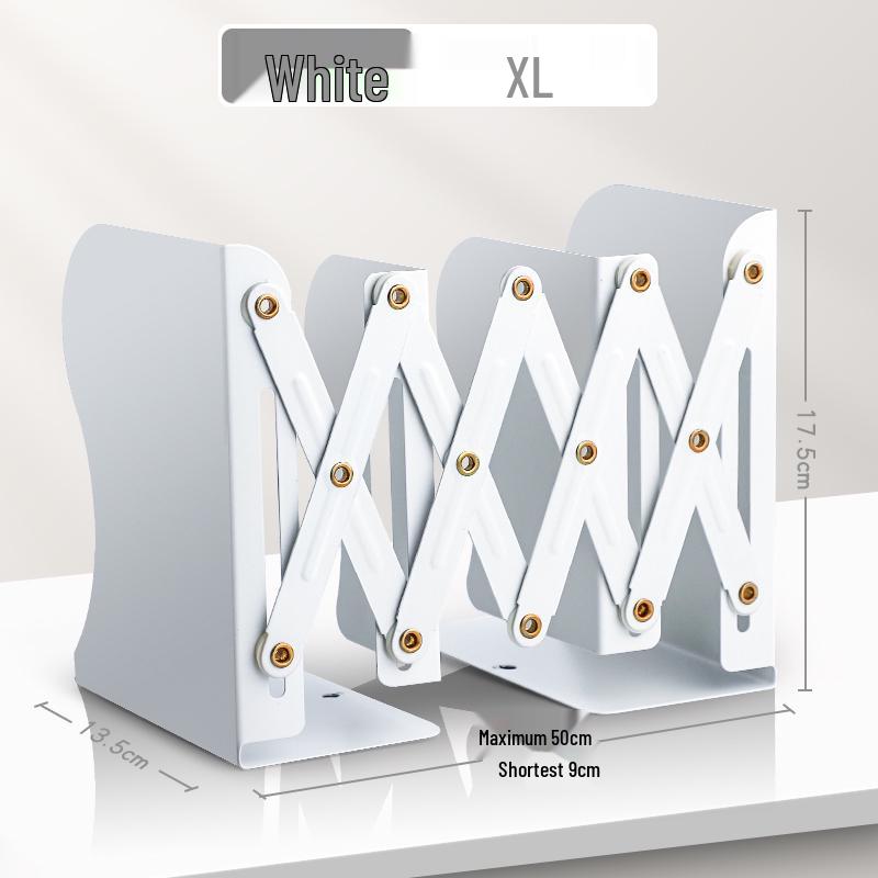 Retractable Bookend with Pen Holder - Foldable Desktop Bookshelf and Divider