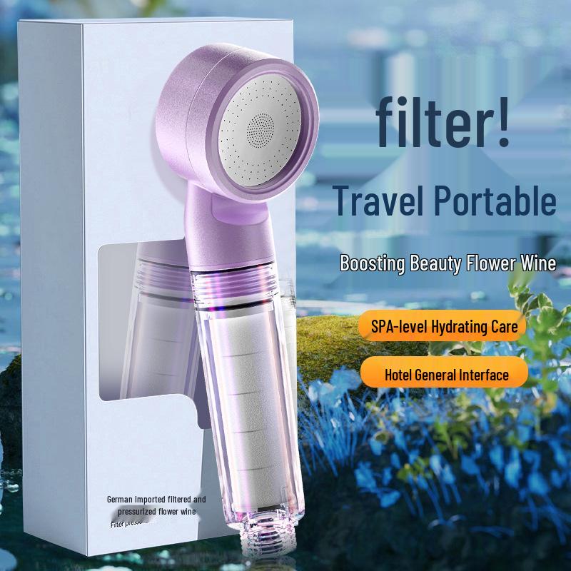 Lotus Head Universal Travel Shower Filter - Powerful Mini Showerhead for Hotels