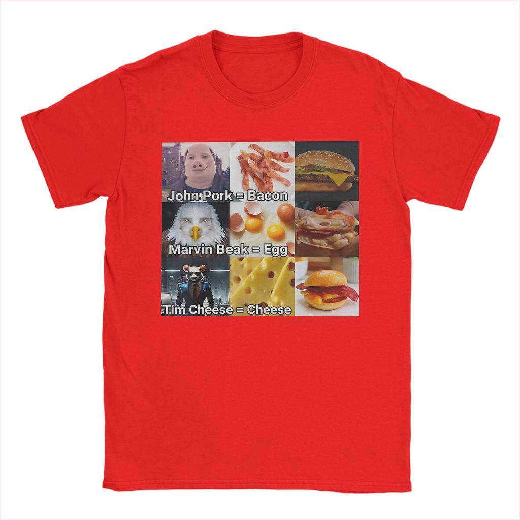 Men John Pork Marvin Beak Tim Cheese Funny Bacon Egg Cheese T Shirts  Pure Cotton Clothing Novelty Tee Shirt Summer TShirts