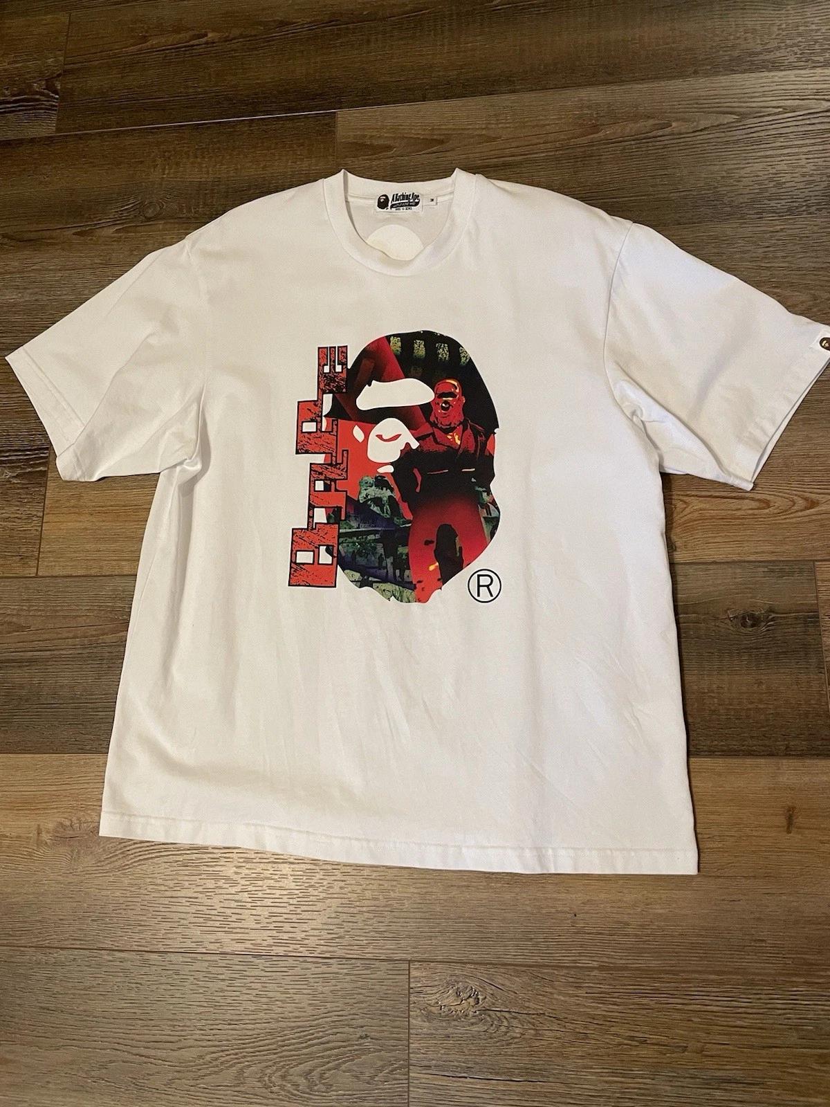 A Bathing Ape BAPE Свободная мужская рубашка Medium Графическая футболка Дизайнерская Белая L