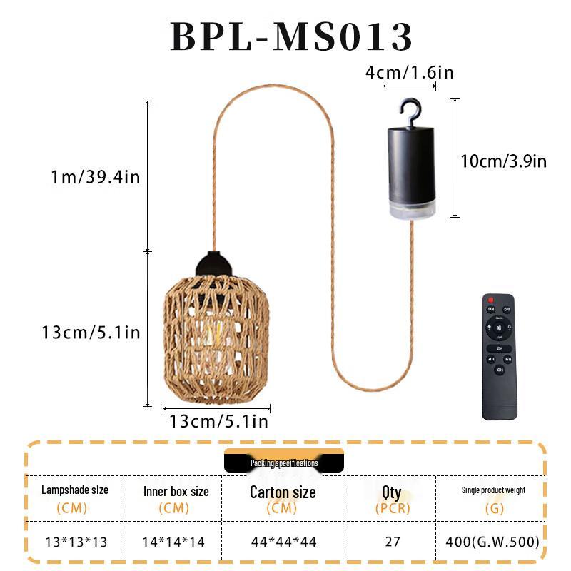 Dream Bubble Rattan Battery Pendant Lamp