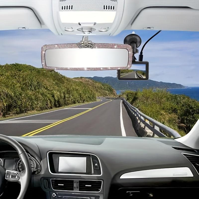1Pc Chic Crystal-Encrusted Car Makeup Mirror - Ultra-Thin, Sunshade Design for All Vehicles, Durable ABS Plastic