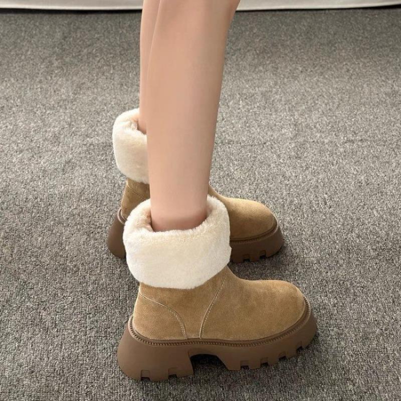 High-top Snow Boots for Women - New Style, Anti-slip, Padded, Woolen Shoes, Retro Short Boots