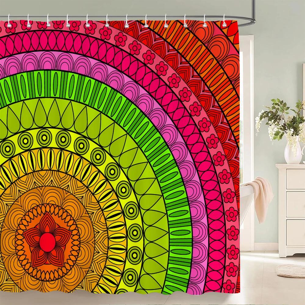 Waterproof Shower Curtain for Bathroom Bohemian Pattern Printing Bathtub Curtains Fabric Polyester Bath Curtain with Hooks