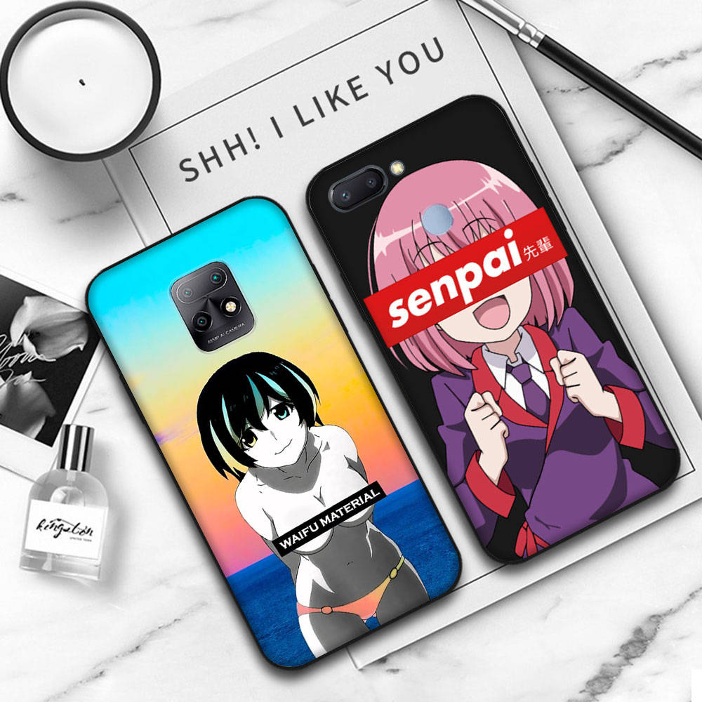 JW80 Waifu Senpai Anime Girl Soft Case for Samsung Note 20 Lite S24 Ultra S23 A03 A05 A06 A11 A71 A15 A16 A13 A24 A25 A33 A52 A53 A50 M55 M35 Plus