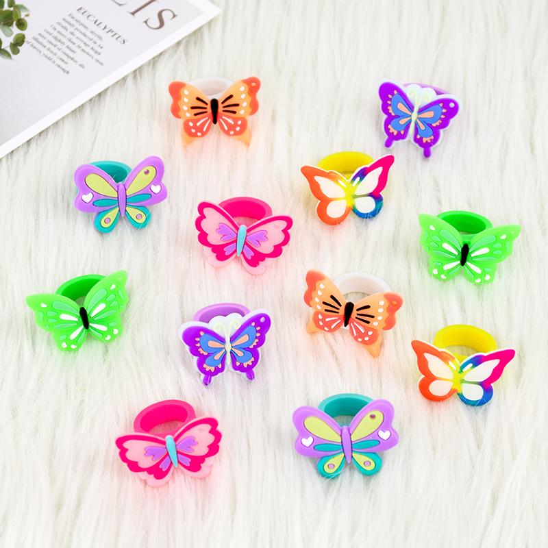 

12/20pcs Colorful Butterfly Ring Kids Birthday Party Favors Children s Gifts Pinata Filler Wedding Baby Shower Guests Souvenir 12pcs
