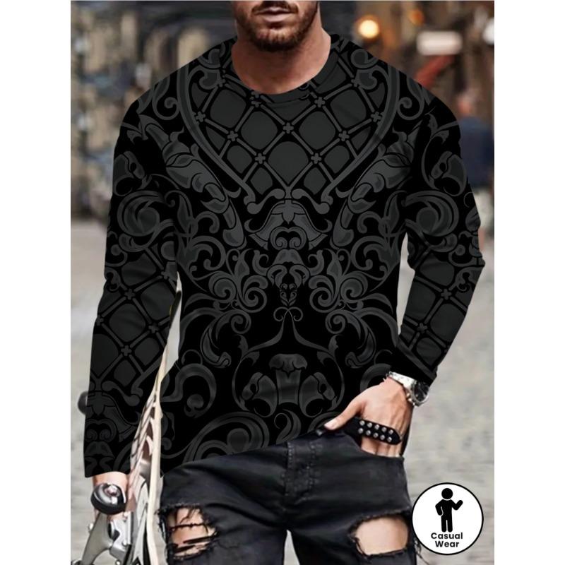 Men'S Long Sleeve T-Shirt, Easy Fashion Design, Suitable for Daily Casual Wear