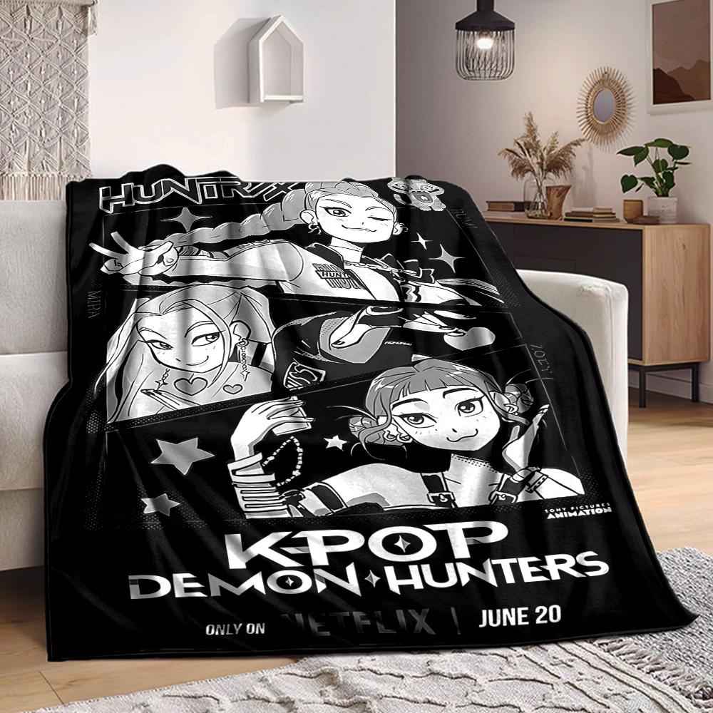 1pc K Pop Demon Hunters Flannel Blanket, Soft Skin Friendly with Digital Printing, Various Sizes Available for Family, Friends, Birthday