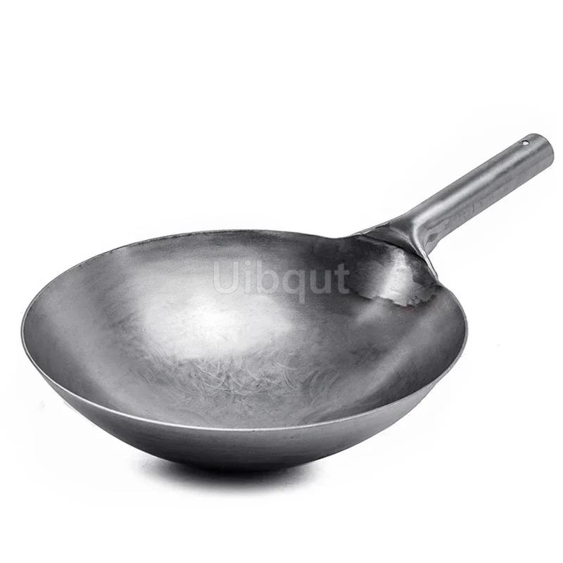 Thickened 30 32 34cm Uncoated Carbon Steel Wok pans Cooking Pot Chinese Hand-forged Non-stick Iron Pot cookware pans