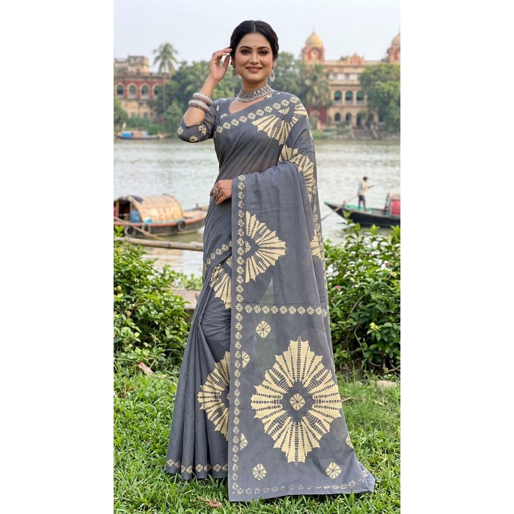 New Launch Beautiful Bagru Printed Saree Collection