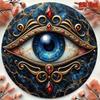Gold Navy Evil Eye Hamsa Metal Wall Art Handcrafted Aluminum Sign Home Office Meditation Decor
