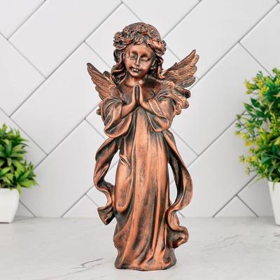 Betende Engel Statue für Glücksbringer Schauobjekt Heimdekoartikel für Wohnzimmer und Geschenke-(Antikes Kupfer)