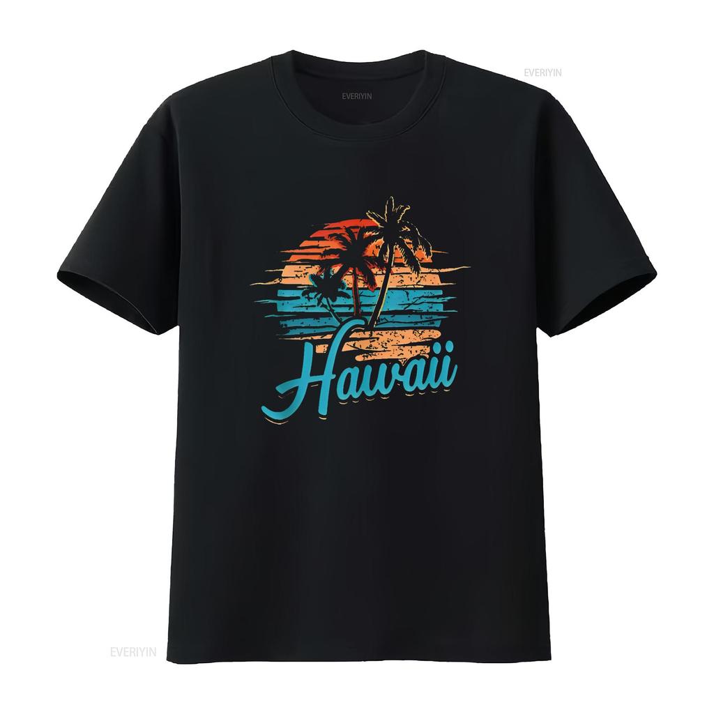Womens Hawaiian Island Tropical Hawaii Design Vacation Souvenir T Shirt vintage Washed Top For Everyday Wear Comfortable Unisex