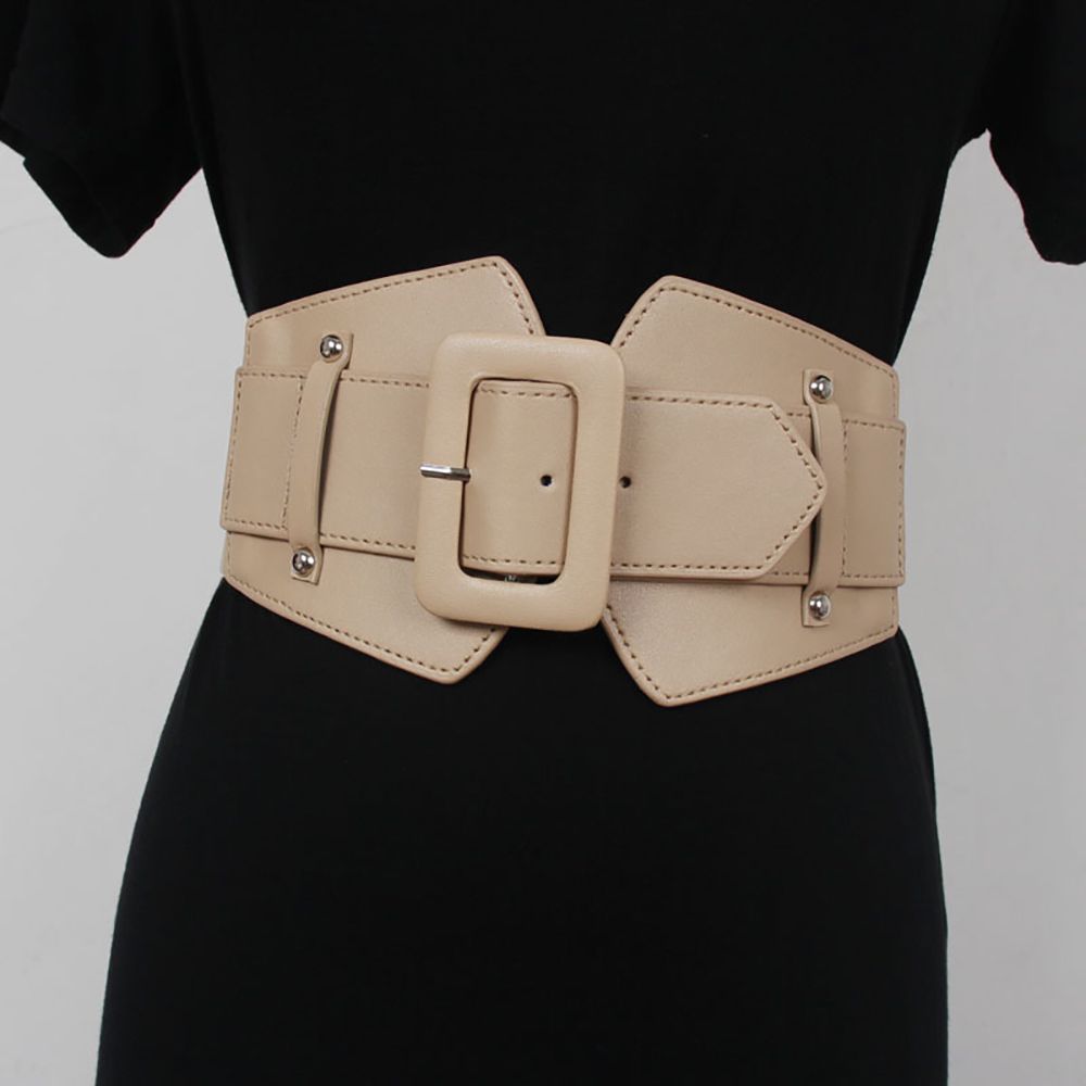 Personality Elastic Female Ladies Canvas Skirt Dress PU Belt Women Waistband Cummerbunds Waist Belt
