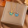 Gradual Blue Cute Sweet Butterfly Titanium Steel Necklace Small Unique Design Collarbone Chain Jewelry