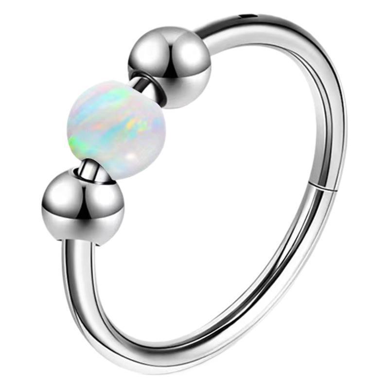 1Pc Blue Opal Nose Piercing Gold Color Septum Ring Stainless Steel Nose Clicker Ear Helix Cartilage Piercings 18G Jewelry