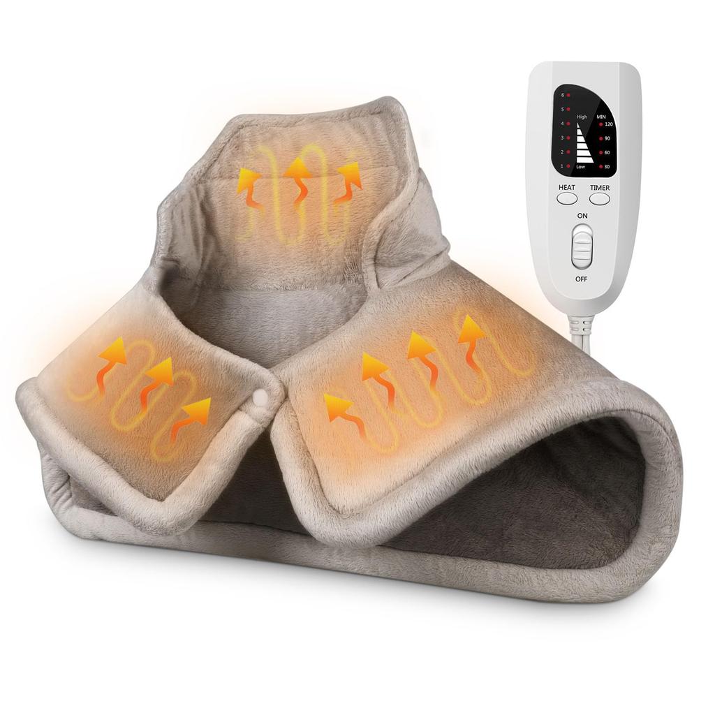 CSHU Electric Shoulder Heating Heating Pad for and 6 Temperature Timer Even Antibacterial and Overheat Fluffy Heating Cold Sensitivity Suitable for