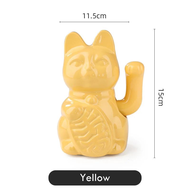 5,9 Zoll große Glückskatze aus Keramik mit winkendem Arm, Maneki Neko, winkende Katze für Glück, Reichtum und Wohlstand, Dekoration, Fengshui-Ornament