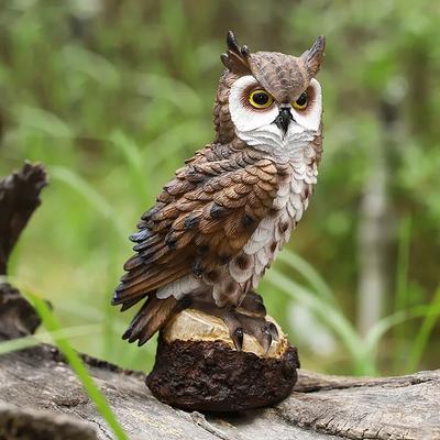 7 Inches Resin Fake Owl Lifelike Statue Garden Ornament For Decorating Yard Courtyard Porch Office
