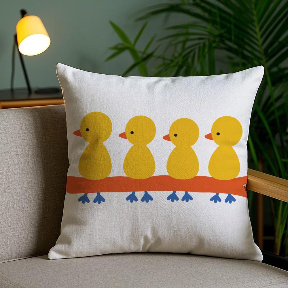 Dopamine Cute Animals Cushion Cover Plush Fabric DoubleSided Printed Invisible Zipper Sofa Pillow Case Home Bedroom Decor