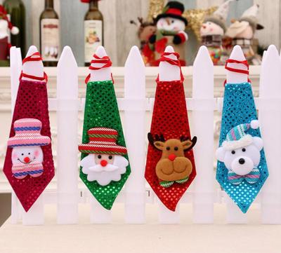 1PC Adjustable Sequins Necktie Tie Santa Claus Christmas Children Bowtie Party