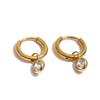 Yhpup Stainless Steel Zirconia Round Drop Hoop Earrings Prevent Allergy Metal Popular Aesthetic Daily Wear Jewelry