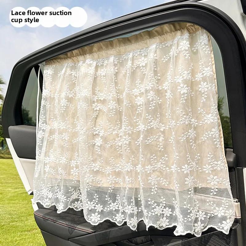 Cotton Embroidered Universal Car Curtain Cover Newborn Baby Side Window Sunshade Curtain UV Protection for Kids Travel Outdoor