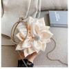 Red Flower Clutch Purse Women Round Evening Bag Crystal Diamond Wedding Silk Handbag Exquisite Chain Shoulder Bags