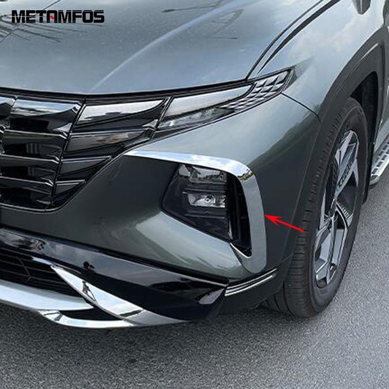 Car Accessories For Hyundai Tucson NX4 - 2024 Exterior Chrome Front Fog Light Lamp Eyelid Eyebrow Foglight Molding Trim