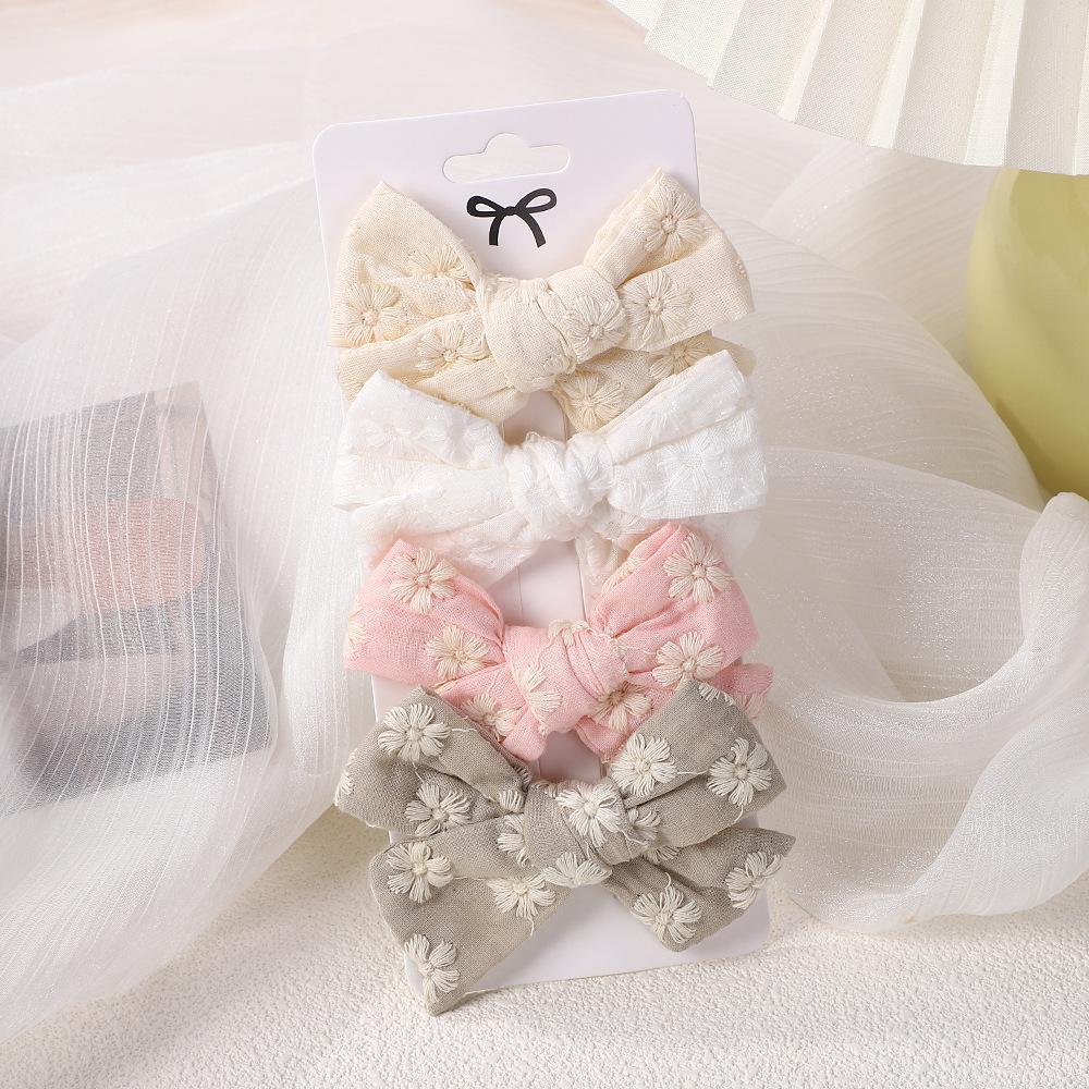 Children'S Hair Accessories Cute Bow Fabric Hairpin Set Baby Girls Hairpin Four-Piece 1568