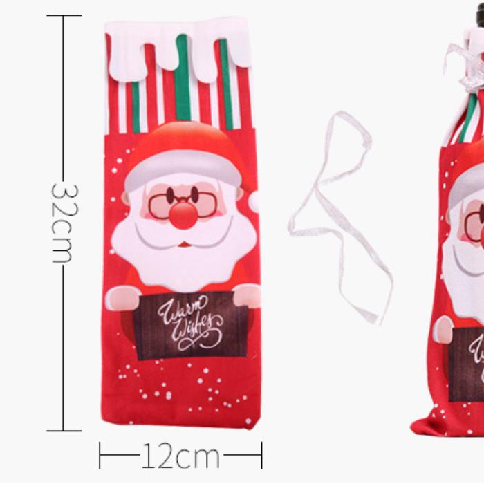 Noua decorațiuni de Crăciun și rechizite pentru festival Set de sticle de vin imprimate Set de sticle de șampanie de vin roșu Set de vin cu desene animate