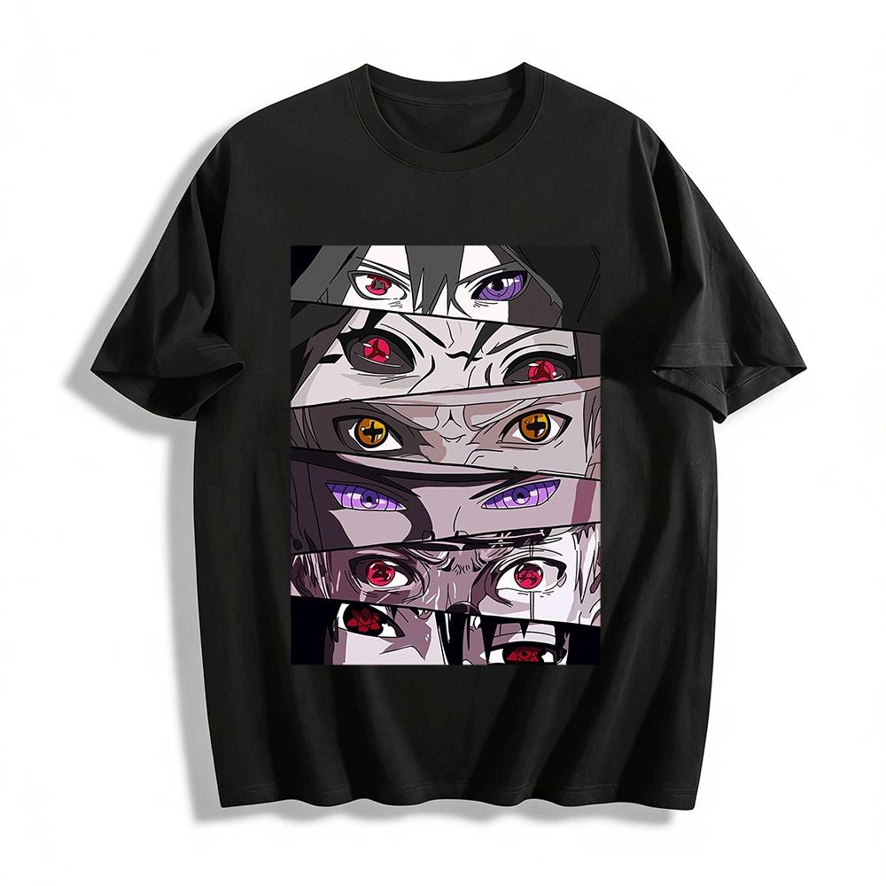 Naruto Eye Technique Collection Print Short Sleeve T-Shirt Pure cotton T-shirt XXS