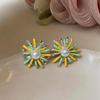 Silver Needle CZ Enamel Pearl Flower Stud Earrings - Personalized, Sweet & Versatile Accessories